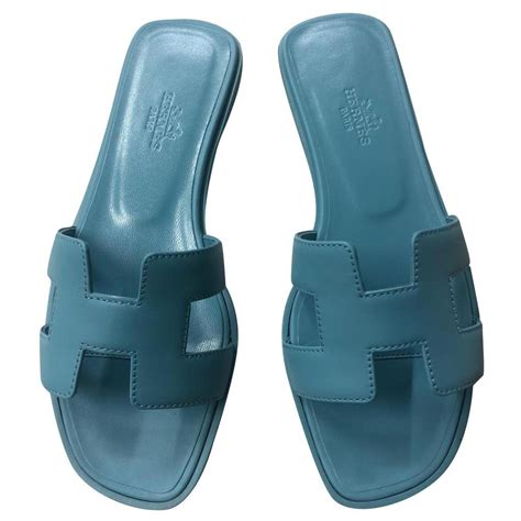 hermes blue sandal|hermes oran with strap.